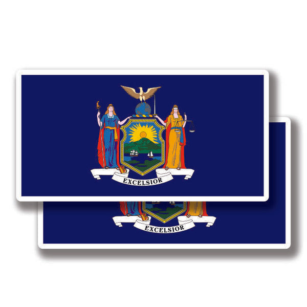 New York State Flag Stickers 2 Decals Bogo For Car Bumper