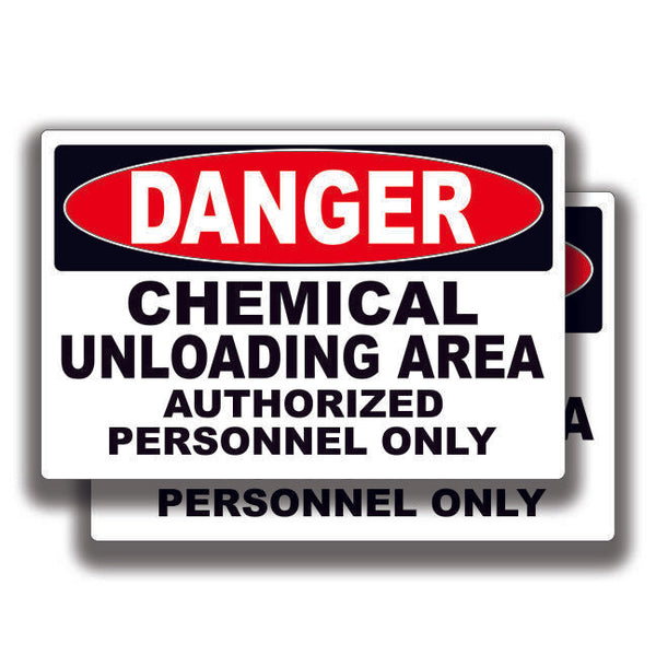 CHEMICAL UNLOADING AREA DECAL Danger Stickers Sign Bogo Car Truck Window