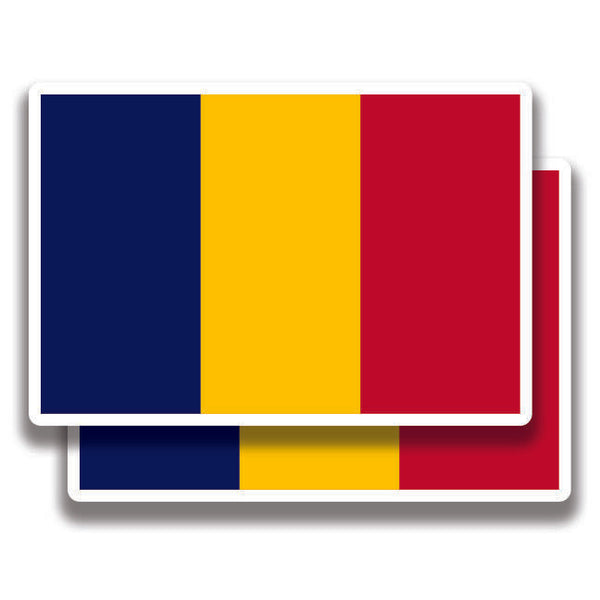 CHAD NATIONAL FLAG DECAL 2 Stickers Bogo For Car Bumper Truck