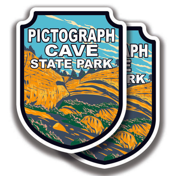 PICTOGRAPH CAVE STATE PARK DECAL 2 Stickers Montana Bogo For Car Truck Window