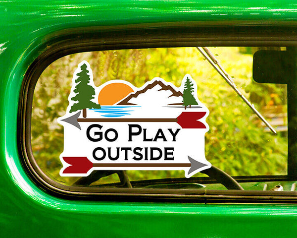 GO PLAY OUTSIDE DECAL 2 Stickers Bogo Camping Nature