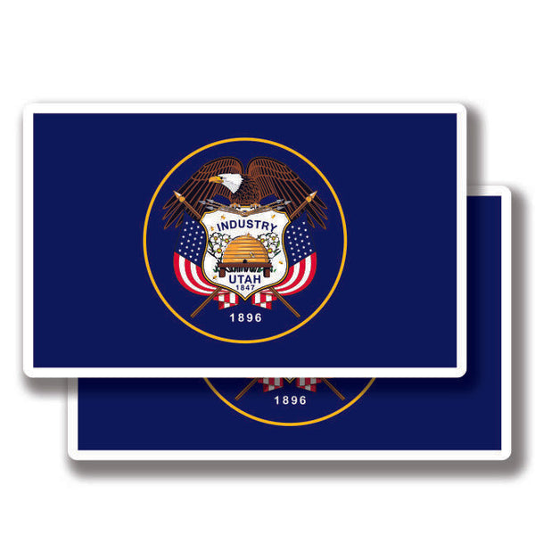 UTAH STATE FLAG DECAL 2 Stickers Bogo For Car Bumper Truck