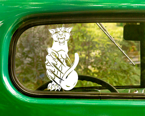 2 Angry Cat Cougar Decal Stickers - The Sticker And Decal Mafia