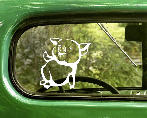 2 Happy Pig Animal Decal Stickers - The Sticker And Decal Mafia