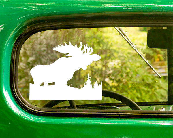 2 BULL MOOSE in Forest Decals Stickers - The Sticker And Decal Mafia