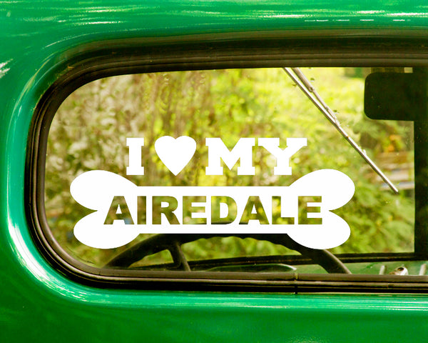2 I LOVE MY AIREDALE Dog Breed Decal Stickers - The Sticker And Decal Mafia
