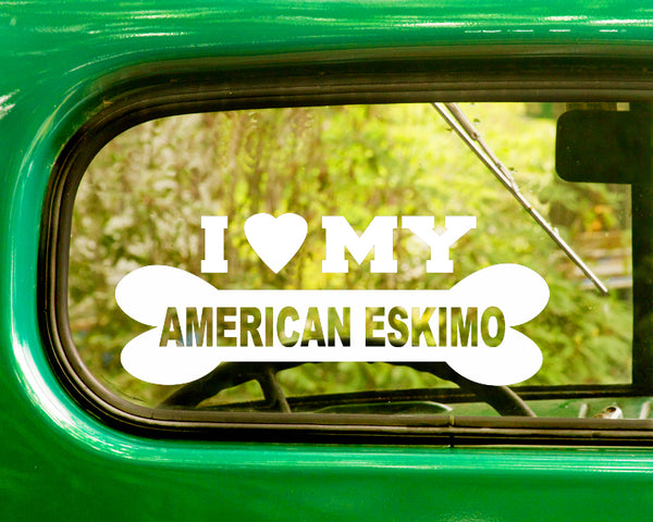 2 I LOVE MY AMERICAN ESKIMO Dog Breed Decal Stickers - The Sticker And Decal Mafia