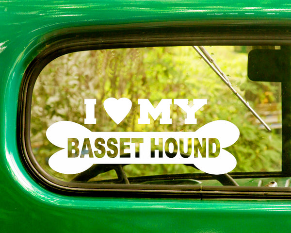 2 I LOVE MY BASSET HOUND Dog Breed Decal Stickers - The Sticker And Decal Mafia