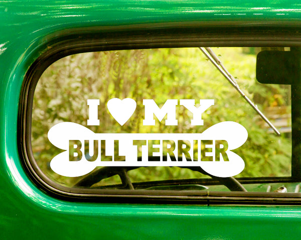 2 I LOVE MY BULL TERRIER Dog Breed Decal Stickers - The Sticker And Decal Mafia