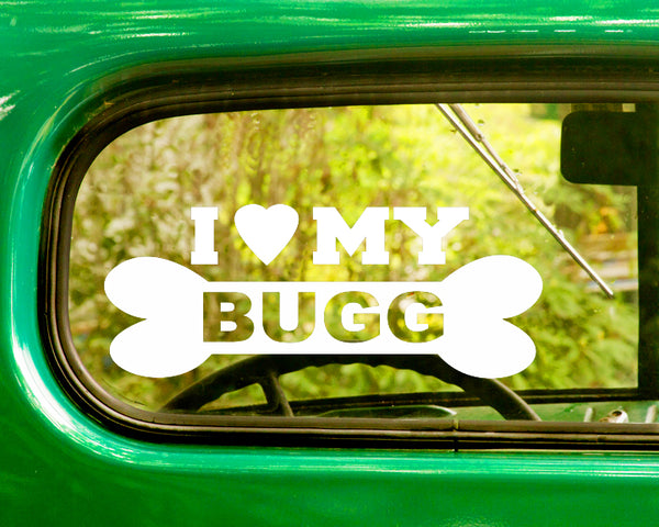 2 I LOVE MY BUGG Dog Breed Decal Stickers - The Sticker And Decal Mafia