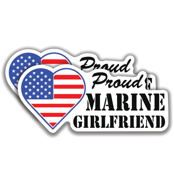 PROUD MARINE GIRLFRIEND DECAL 2 Stickers American Flag Bogo