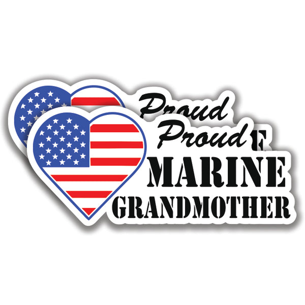 PROUD MARINE GRANDMOTHER DECAL 2 Stickers U.S. Flag Bogo