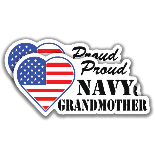 PROUD NAVY GRANDMOTHER DECALs s 2 Stickers U.S. Flag Bogo