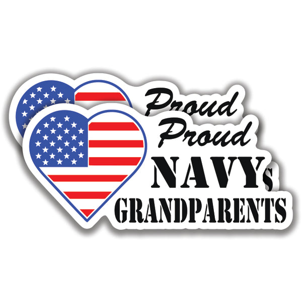 PROUD NAVY GRANDPARENTS DECAL 2 Stickers U.S. Flag Bogo