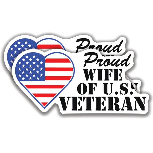 PROUD WIFE OF A U.S. VETERAN DECALs 2 Stickers Bogo