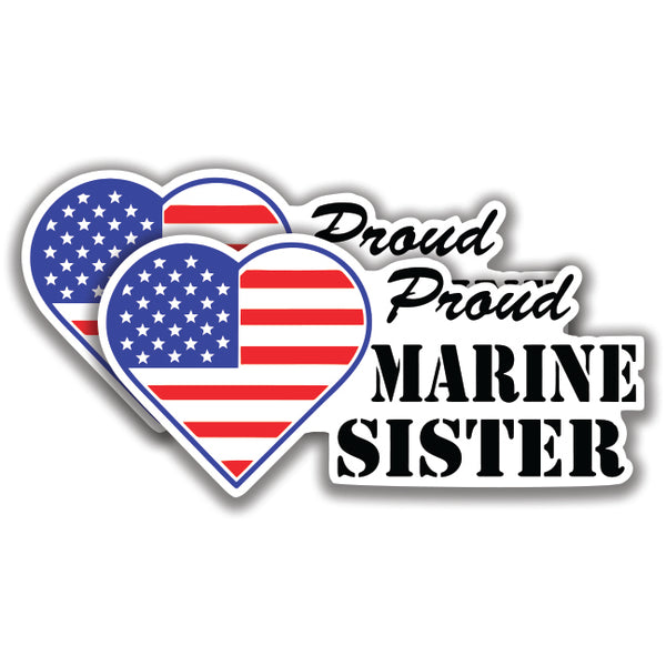 Proud U.S. Marine Sister USMC Decal 2 Stickers Bogo
