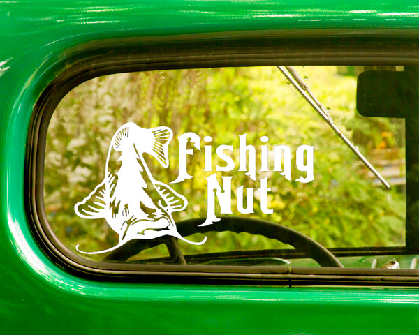 2 Catfish Fishing Nut Decal Stickers - The Sticker And Decal Mafia