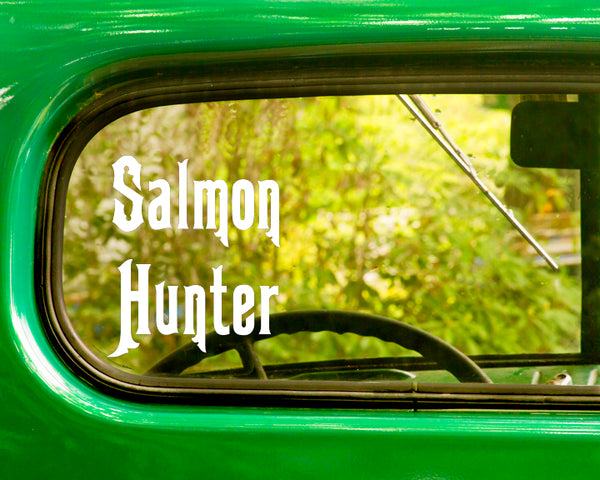 2 Salmon Hunter Fishing Decal Stickers - The Sticker And Decal Mafia